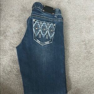 Embroidered Blue Denim Jeans